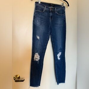 J Brand Blue Distressed Cropped Skinny Jeans in Size 27